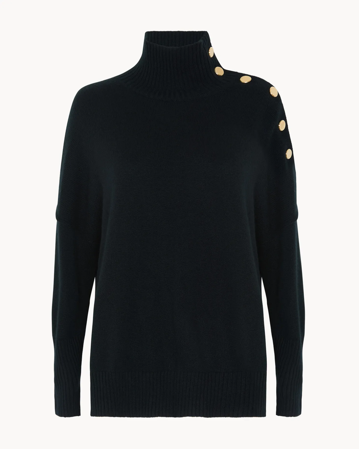 Pull En Cachemire A Col Cheminee Et Boutons