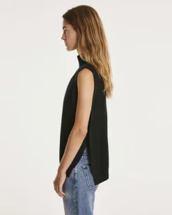 Pull En Cachemire Sans Manches A Col Cheminee