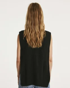 Pull En Cachemire Sans Manches A Col Cheminee