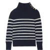 Pull Mariniere Cachemire Col Cheminee, 6 Fils