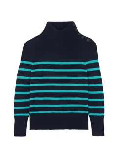 Pull Mariniere Cachemire Col Cheminee, 6 Fils