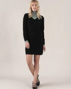 Robe Cachemire Col V Manches Longues