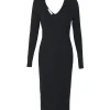 Robe Longue Cachemire Col V Cotelee