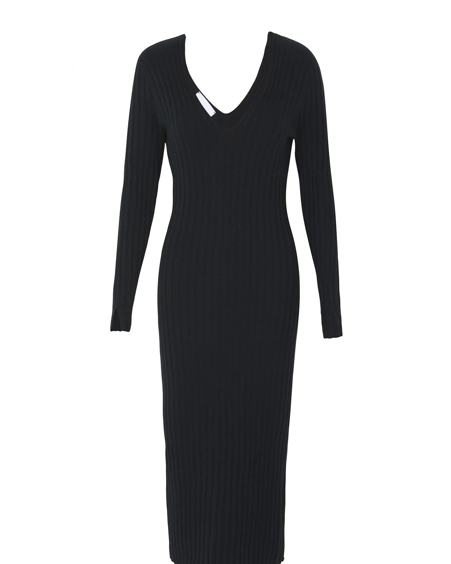 Robe Longue Cachemire Col V Cotelee