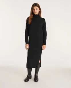 Robe Longue Cachemire Col Cheminee Femme