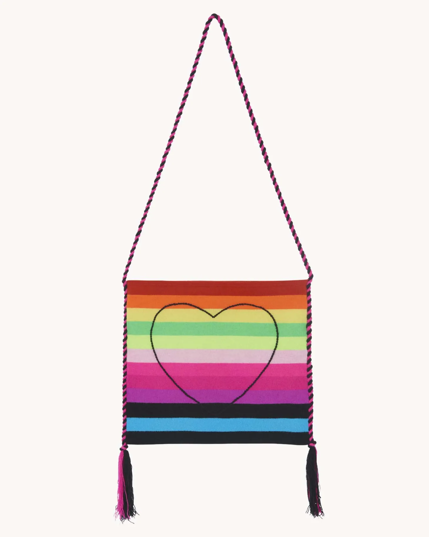 Sac Broderie Main Et Pompoms En Cachemire