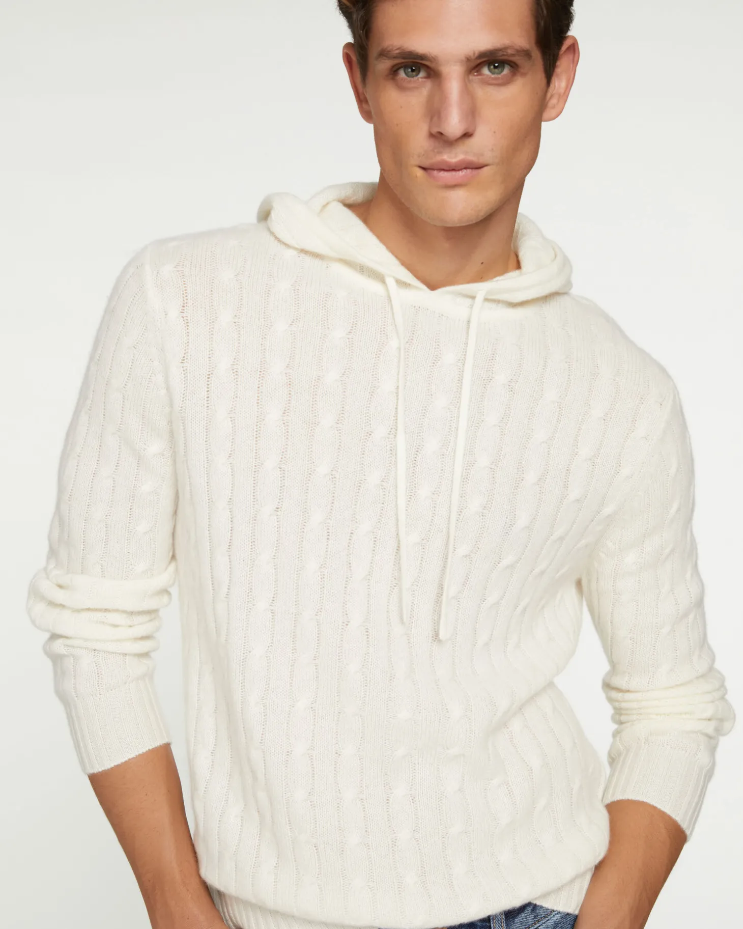 Sweat Capuche Cachemire Torsade