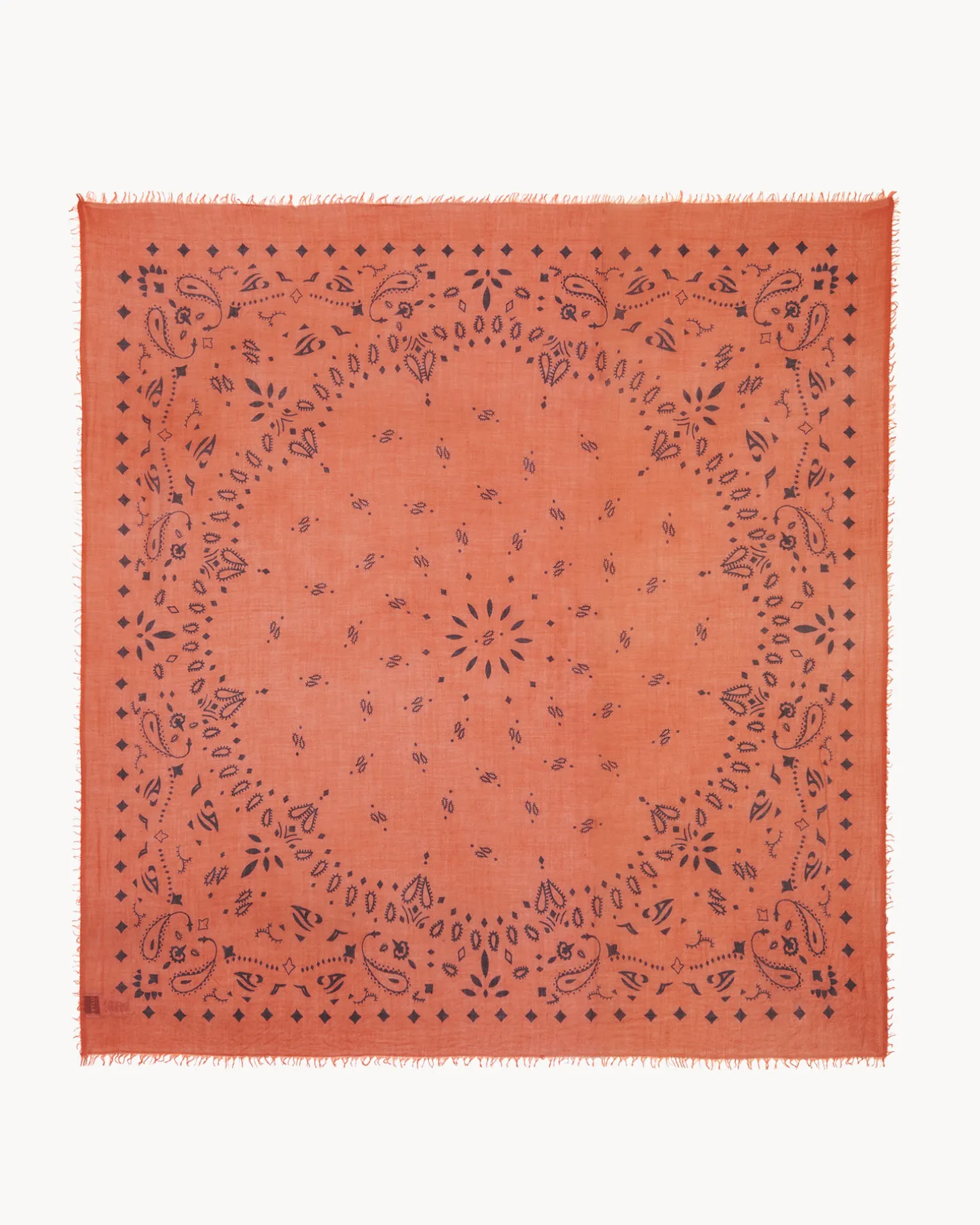 Tres Grand Bandana En Voile De Cachemire, 2 Fils