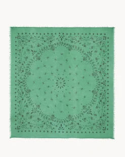 Tres Grand Bandana En Voile De Cachemire, 2 Fils