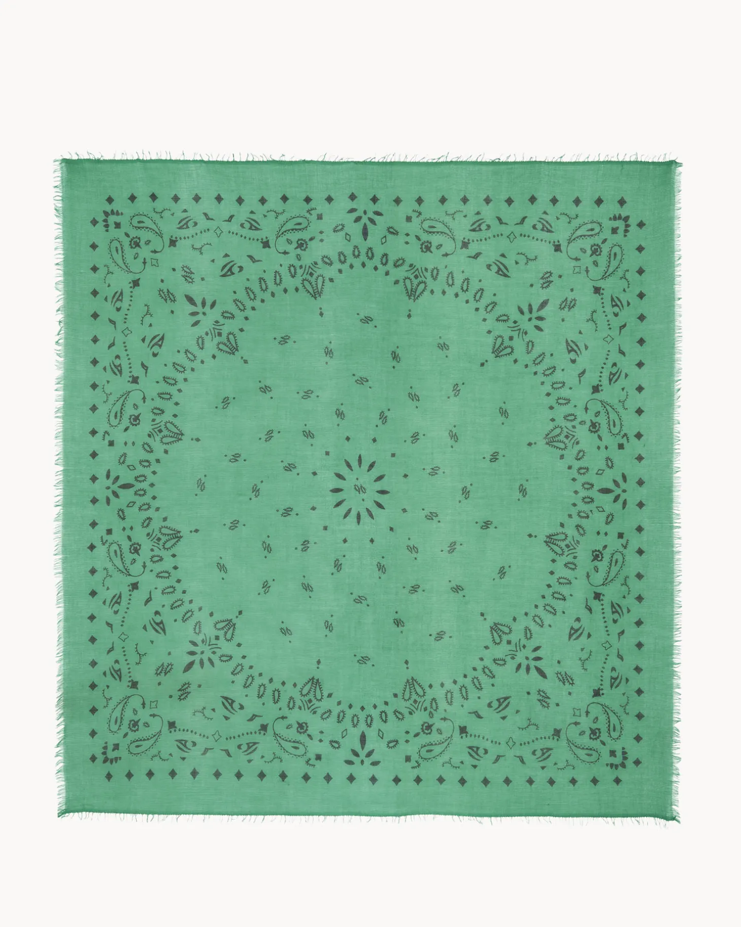 Tres Grand Bandana En Voile De Cachemire, 2 Fils