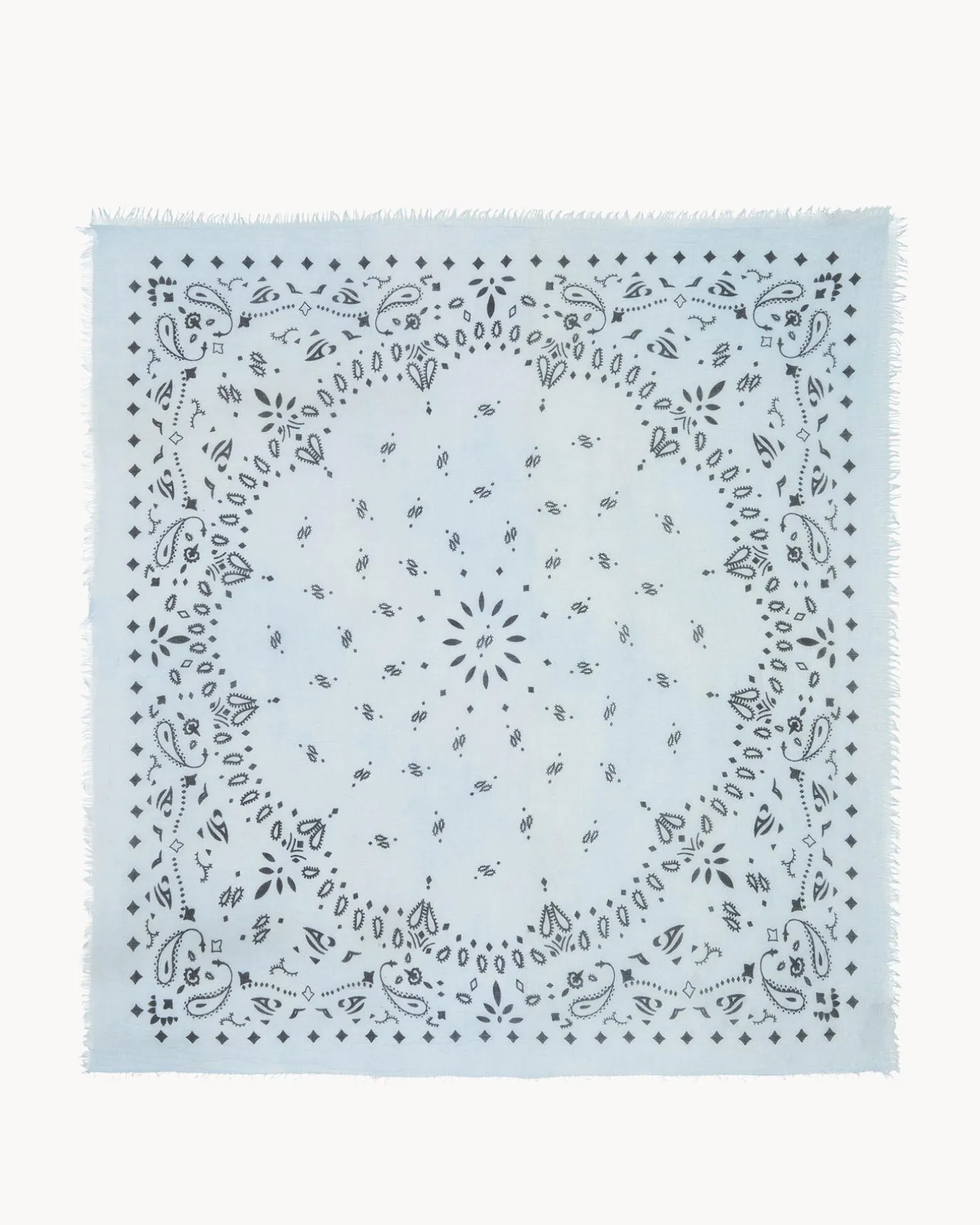 Tres Grand Bandana En Voile De Cachemire, 2 Fils