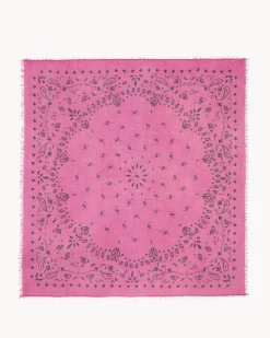 Tres Grand Bandana En Voile De Cachemire, 2 Fils