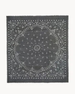 Tres Grand Bandana En Voile De Cachemire, 2 Fils