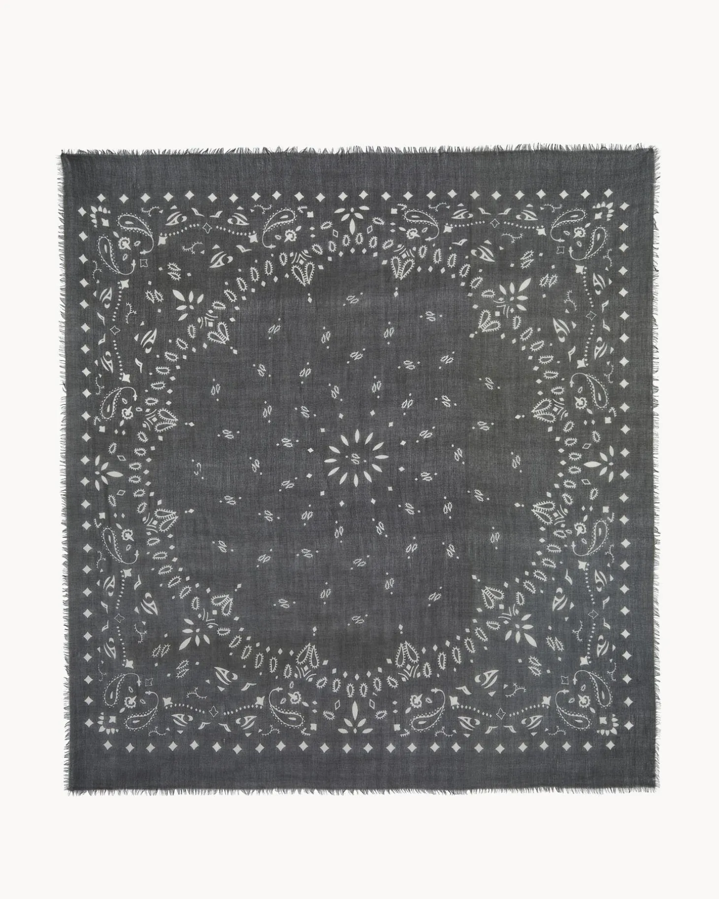 Tres Grand Bandana En Voile De Cachemire, 2 Fils