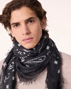 Tres Grand Bandana En Voile De Cachemire, 2 Fils