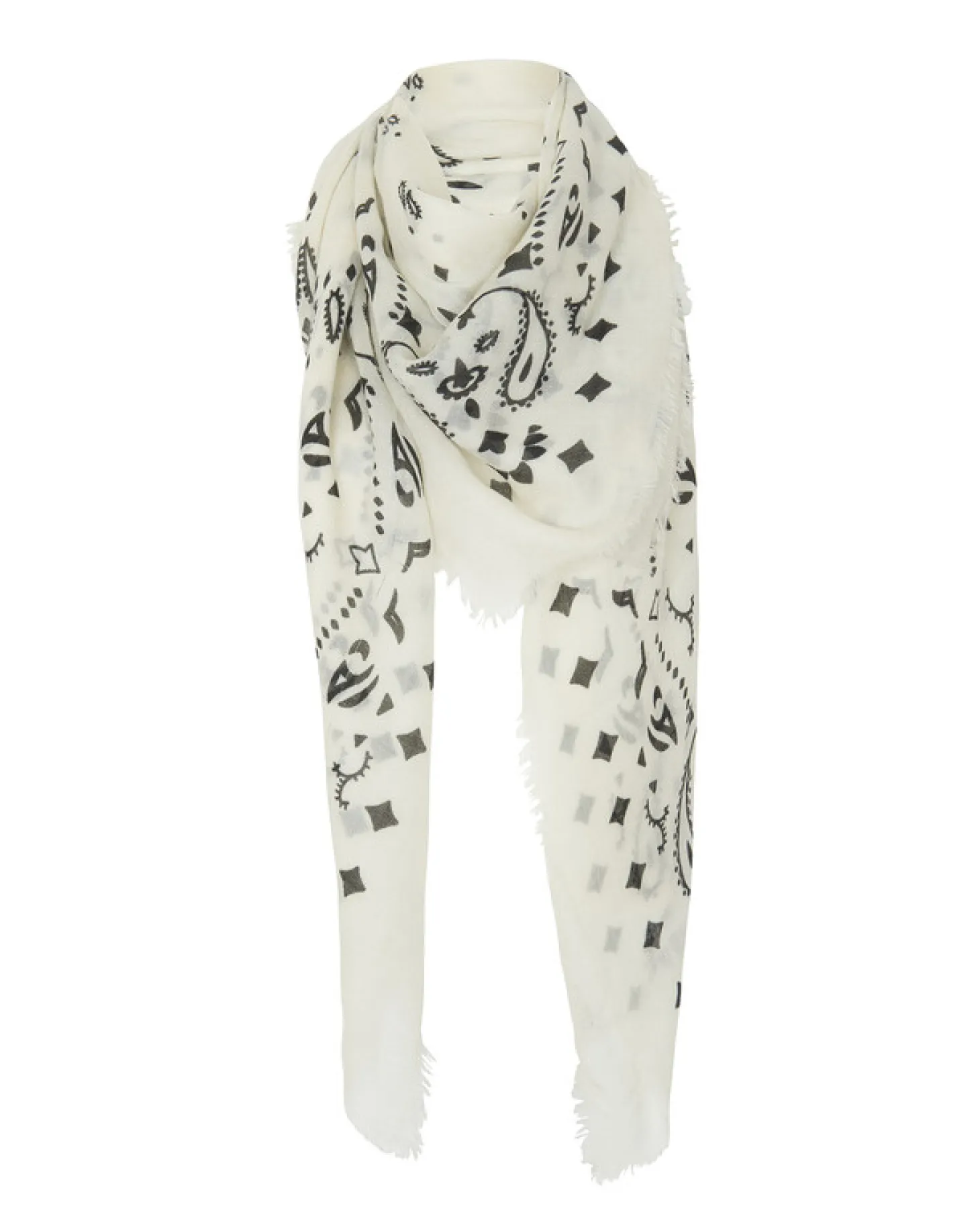 Tres Grand Bandana En Voile De Cachemire, 2 Fils
