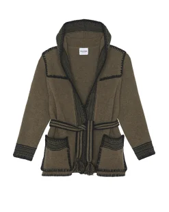 Veste A Capuche Cachemire, Jacquard 4 Fils