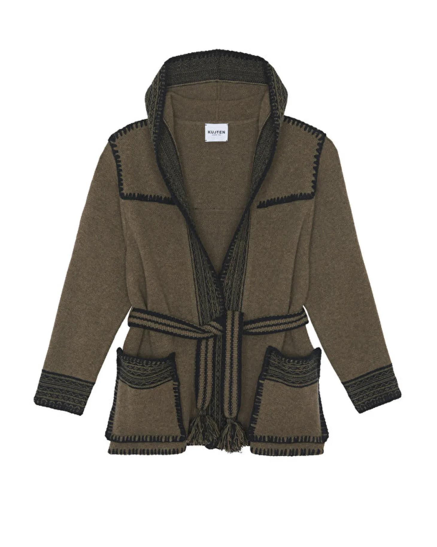 Veste A Capuche Cachemire, Jacquard 4 Fils