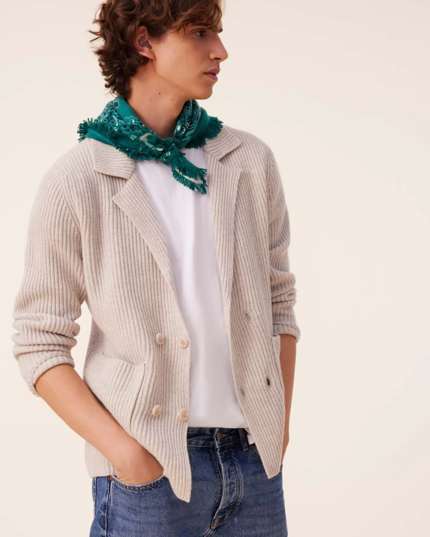 Veste Blazer Cachemire Cotes Anglaises, 6 Fils