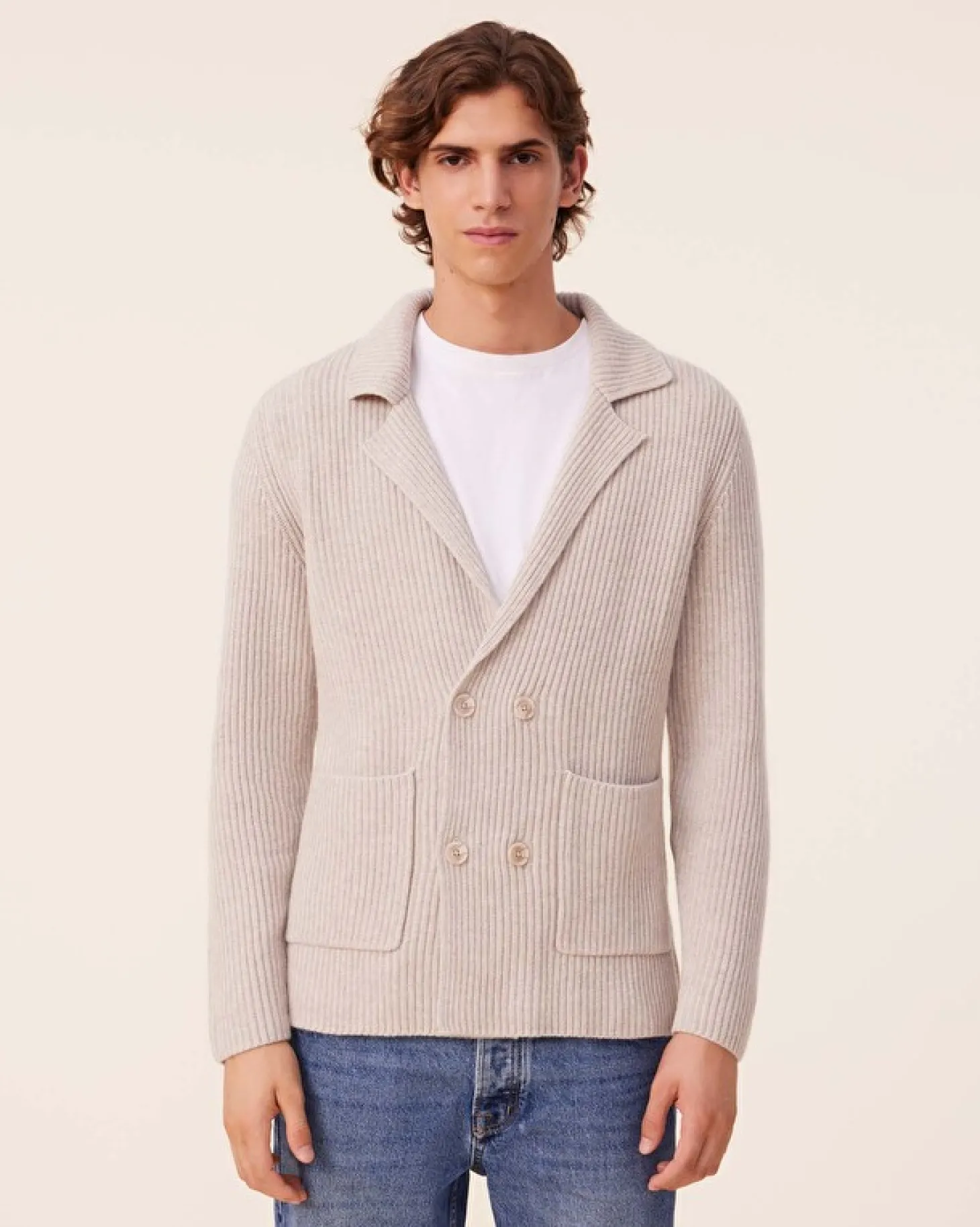 Veste Blazer Cachemire Cotes Anglaises, 6 Fils