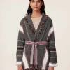 Veste Cachemire Col Chale A Franges, 6 Fils