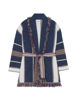 Veste Cachemire Col Chale A Franges, 6 Fils