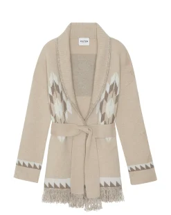 Veste Cachemire Col Chale A Franges