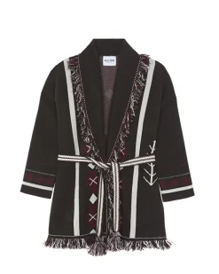 Veste Cachemire Col Chale A Franges, 4 Fils