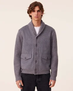 Veste Col Chale Cachemire Tisse