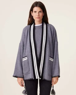Veste Kimono Cachemire Jacquard, 4 Fils