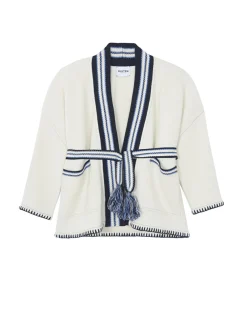 Veste Kimono Cachemire Jacquard, 4 Fils