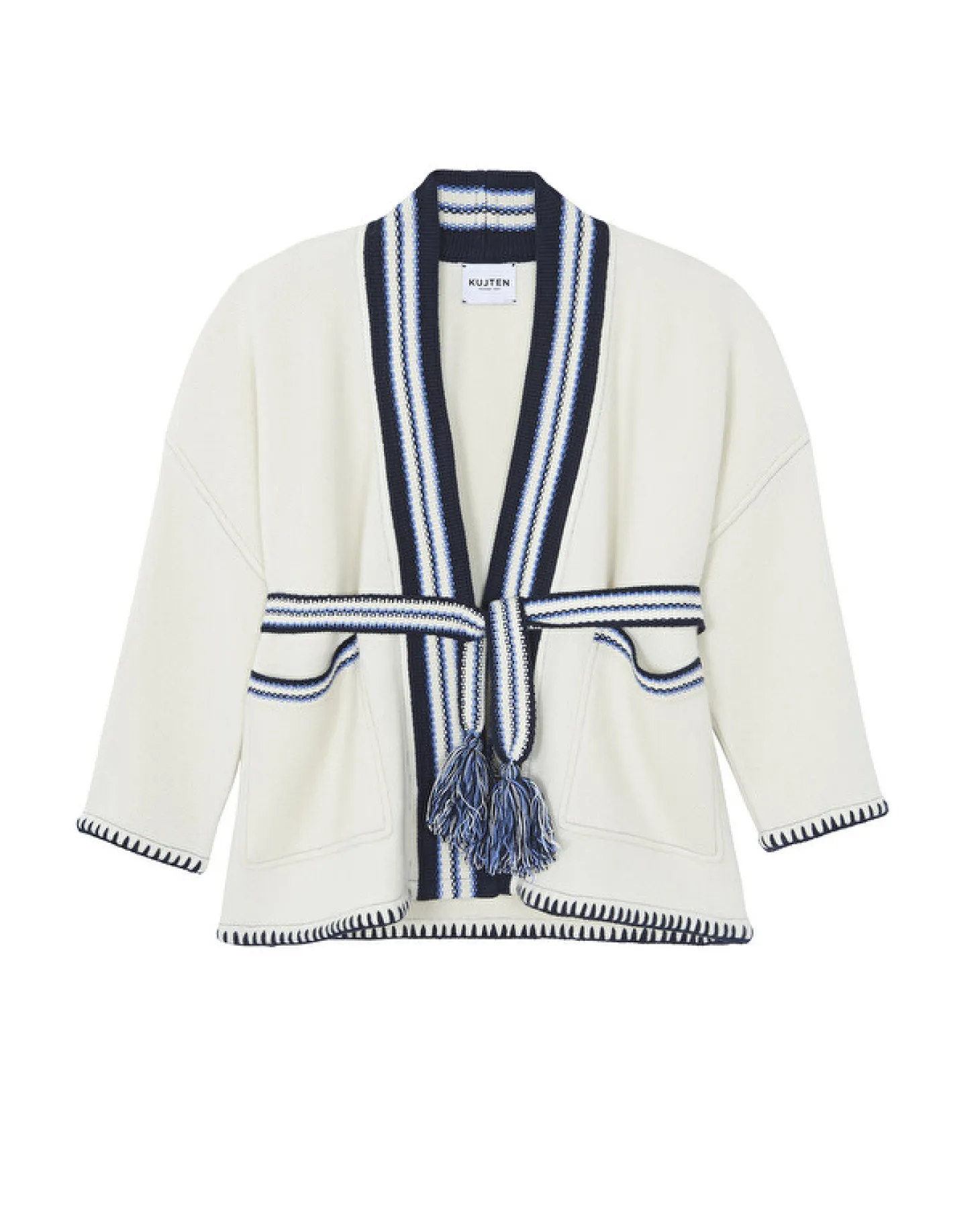Veste Kimono Cachemire Jacquard, 4 Fils