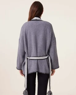 Veste Kimono Cachemire Jacquard, 4 Fils