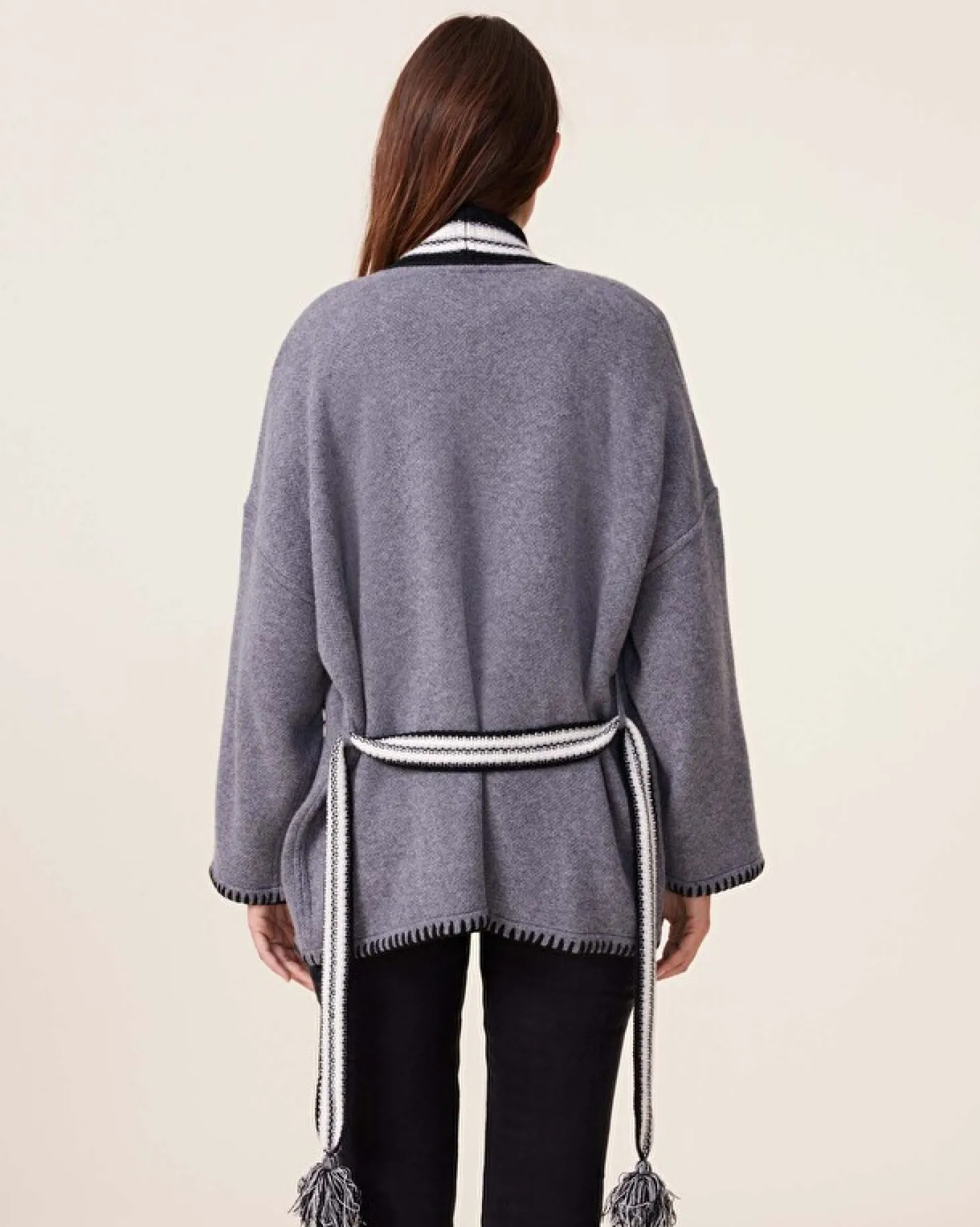 Veste Kimono Cachemire Jacquard, 4 Fils