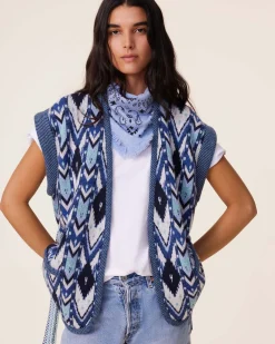 Veste Kimono Cachemire Sans Manches, 4 Fils