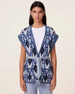 Veste Kimono Cachemire Sans Manches, 4 Fils