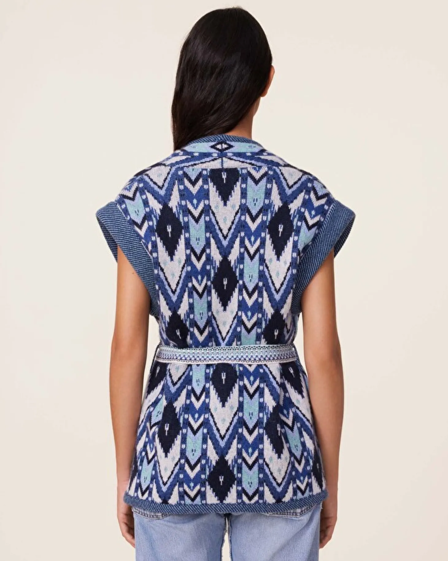 Veste Kimono Cachemire Sans Manches, 4 Fils