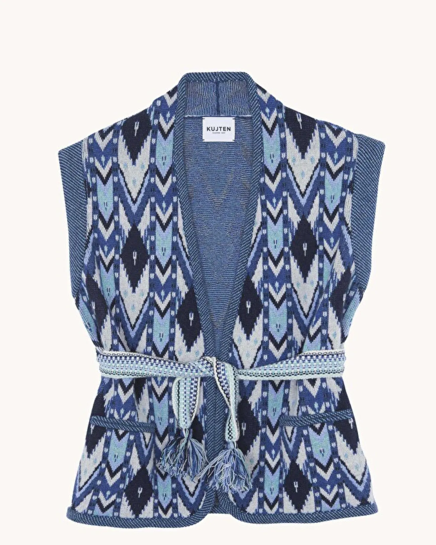 Veste Kimono Cachemire Sans Manches, 4 Fils