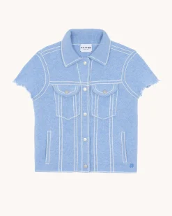 Veste Manches Courtes Cachemire Enfant, 4 Fils