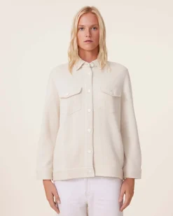 Veste Oversize Cachemire Jacquard Denim, 4 Fils