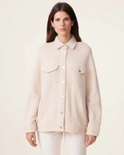 Veste Oversize Cachemire Jacquard Denim, 4 Fils