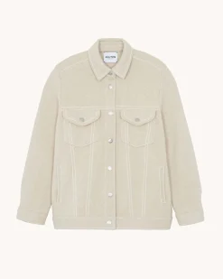 Veste Oversize Cachemire Jacquard Denim, 4 Fils